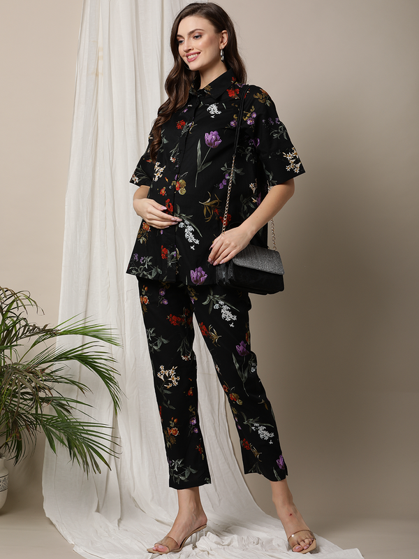 2pc. Maternity/Nursing Kimono Shirt + Pants Set
