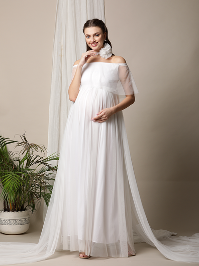 White Maternity Photoshoot Gown