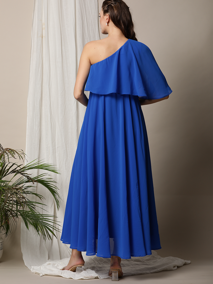 One-Shoulder Blue Nursing Dress