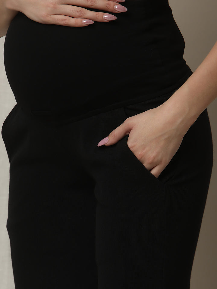 2pc. Maternity Rib-Knit Hoodie + Pyjama Set