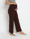High Waist Wide-leg Maternity Pants- Brown