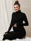 High Neck Maternity Rib Knit Dress