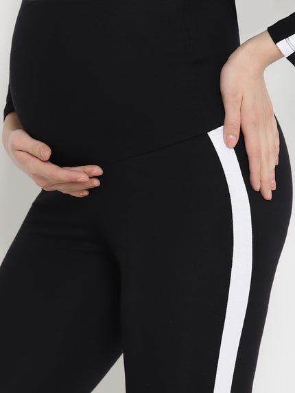 Maternity French Terry Leggings & T-shirt Set- Black