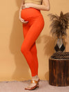 Cotton Maternity Leggings- Orange