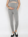 Full Sleeves Maternity Feeding T-Shirt with Over Belly Legging - Grey