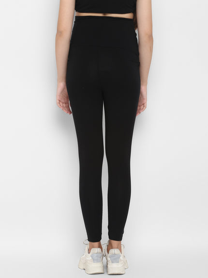 Maternity Over-Belly Leggings & T-Shirt Set- Black