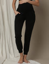 Stretchy Rib Maternity Jogger Pants- Black
