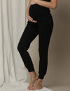 Stretchy Rib Maternity Jogger Pants- Black
