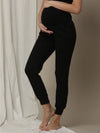Stretchy Rib Maternity Jogger Pants- Black