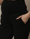 Stretchy Rib Maternity Jogger Pants- Black