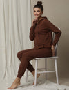 Stretchy Rib Maternity Jogger Pants- Brown