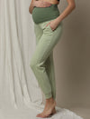 Stretchy Rib Maternity Jogger Pants- Green