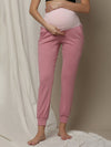 Stretchy Rib Maternity Jogger Pants- Pink
