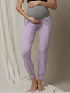 Stretchy Rib Maternity Jogger Pants- Purple