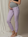 Stretchy Rib Maternity Jogger Pants- Purple