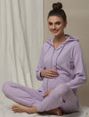 Stretchy Rib Maternity Jogger Pants- Purple