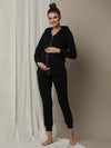 2pc. Maternity Hoodie & Jogger Lounge Set- Black