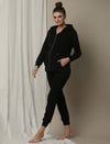 2pc. Maternity Hoodie & Jogger Lounge Set- Black