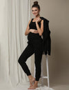 2pc. Maternity Hoodie & Jogger Lounge Set- Black