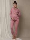 2pc. Maternity Hoodie & Jogger Lounge Set- Pink