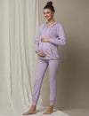 2pc. Maternity Hoodie & Jogger Lounge Set- Purple