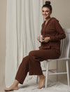 Maternity High-Waist Lounge Sleep Pants- Brown