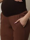 Maternity High-Waist Lounge Sleep Pants- Brown