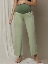 Maternity High-Waist Louge Sleep Pants- Green