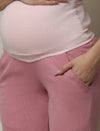 Maternity High-Waist Lounge Sleep Pants- Pink