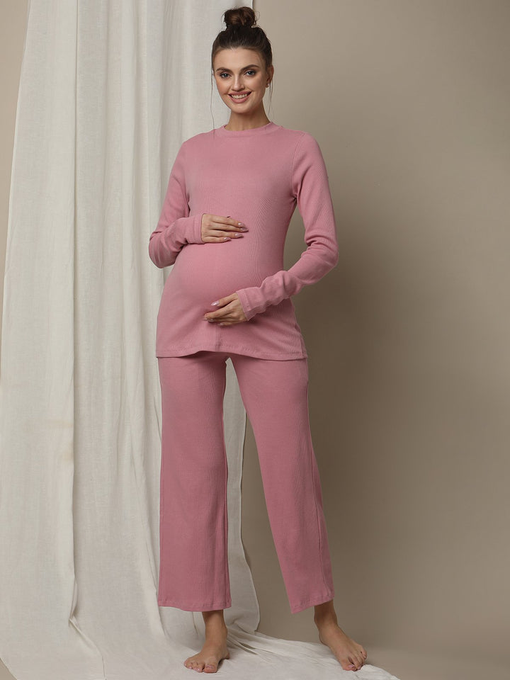 Pink Maternity Pajama Set