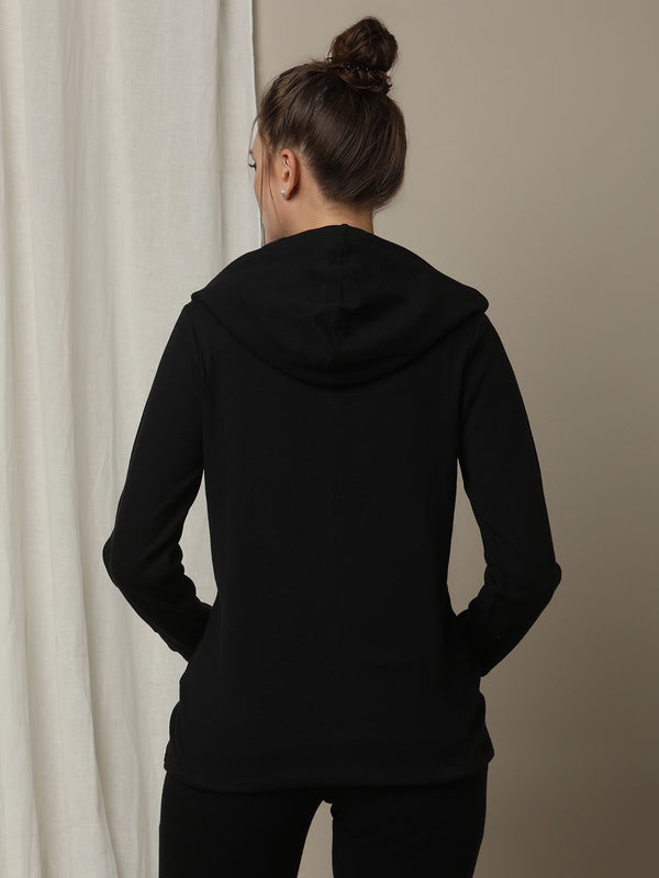 Rib Zipper Hooded Jacket