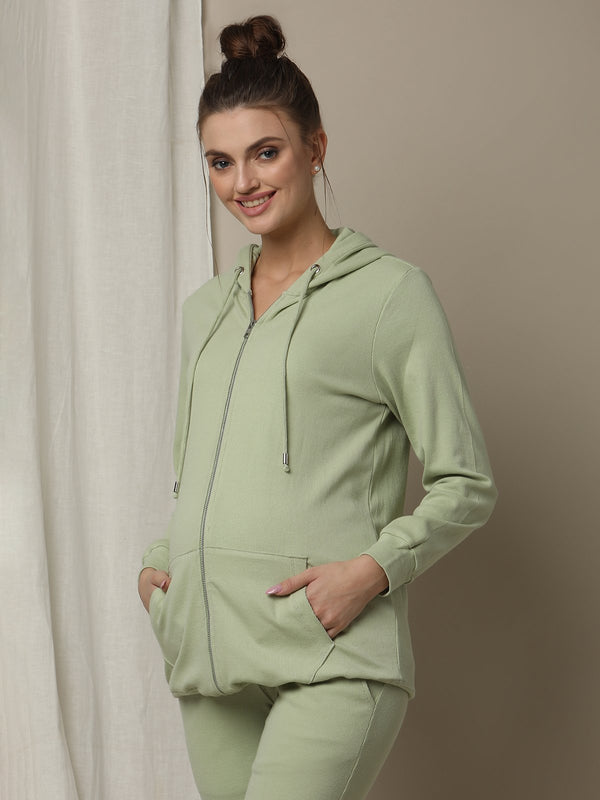 Rib Zipper Hooded Jacket