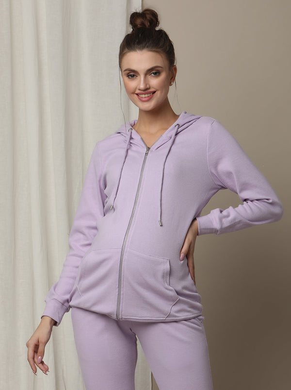 Rib Zipper Hooded Jacket