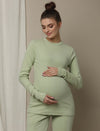 Maternity Rib Knit T-Shirt- Green