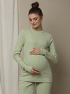 Maternity Rib Knit T-Shirt- Green