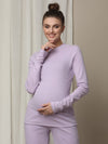 Maternity Rib Knit T-Shirt- Purple