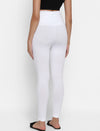 Back view of Wobbly Walk White Maternity Leggings showcasing the seamless elastic-free waistband
