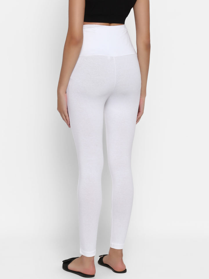 Hi-rise White Maternity Leggings