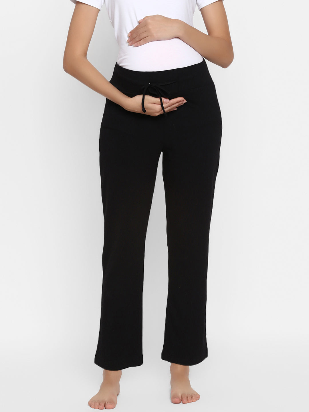 Low Waist Cotton Maternity Pants - Black