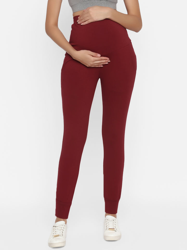 Cotton Maternity Jogger Pants With Pocket