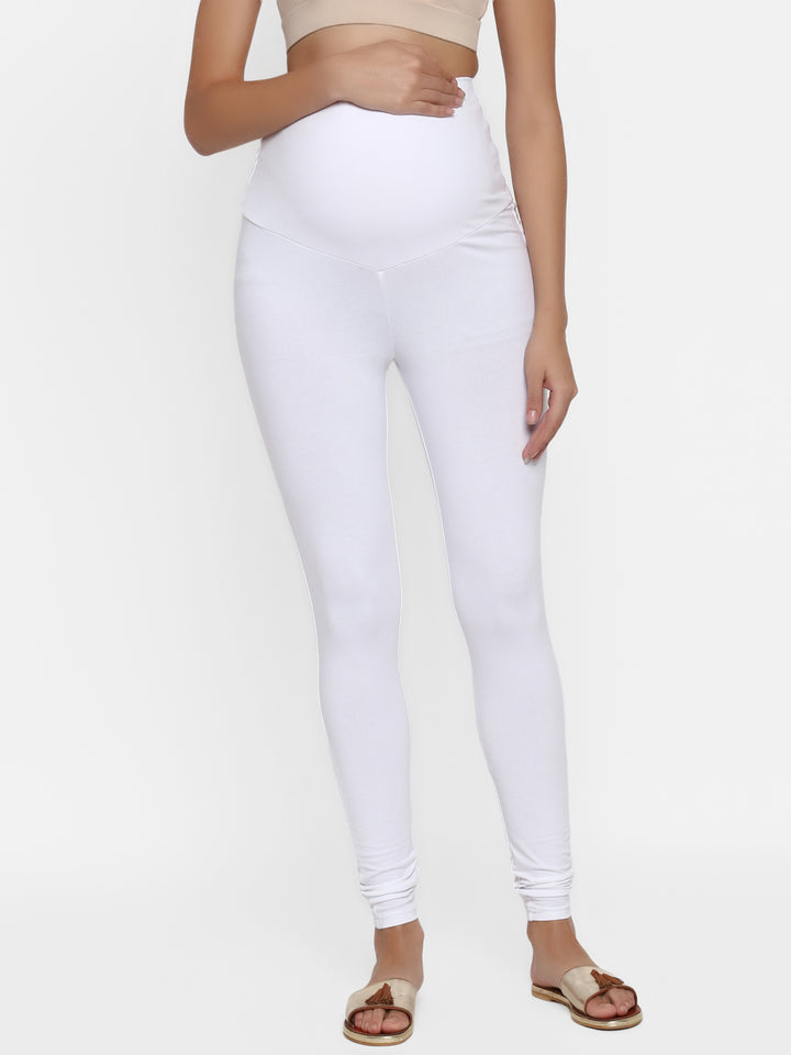 White Maternity Churidar Pajami