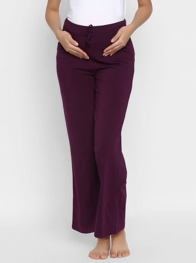 Purple Maternity Pants With Drawstring