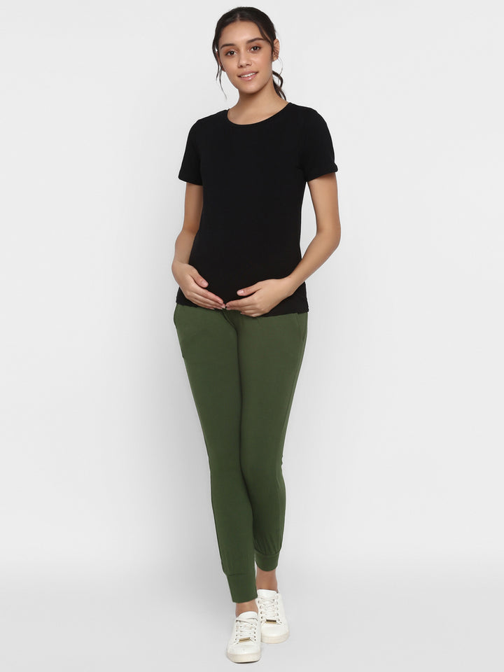 Hi-rise 2-Piece Maternity T-shirt & Jogger Pants Set
