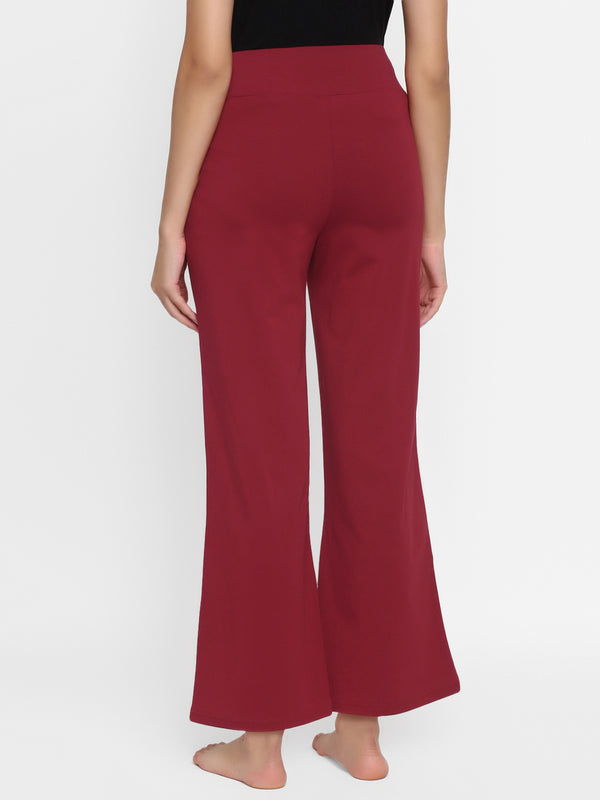 Wide Leg Maternity Pajama Pants - Maroon | Wobbly Walk