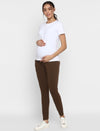 High-rise Maternity Joggers Pants- Brown