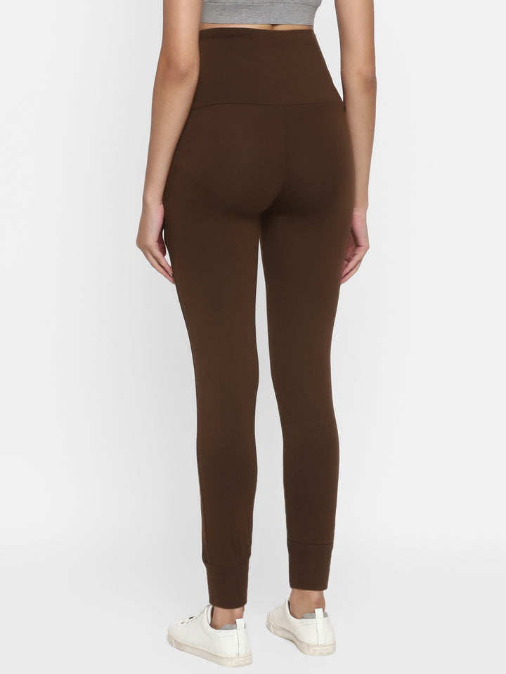 High-rise Maternity Joggers Pants- Brown