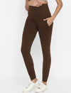 High-rise Maternity Joggers Pants- Brown