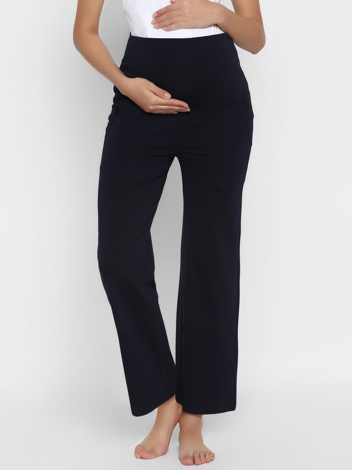 Maternity Wide Leg Bell Bottom Pant - Black