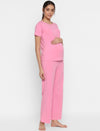 Pink Maternity Pants With Drawstring