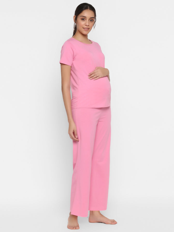 Pink Maternity Pajama Set